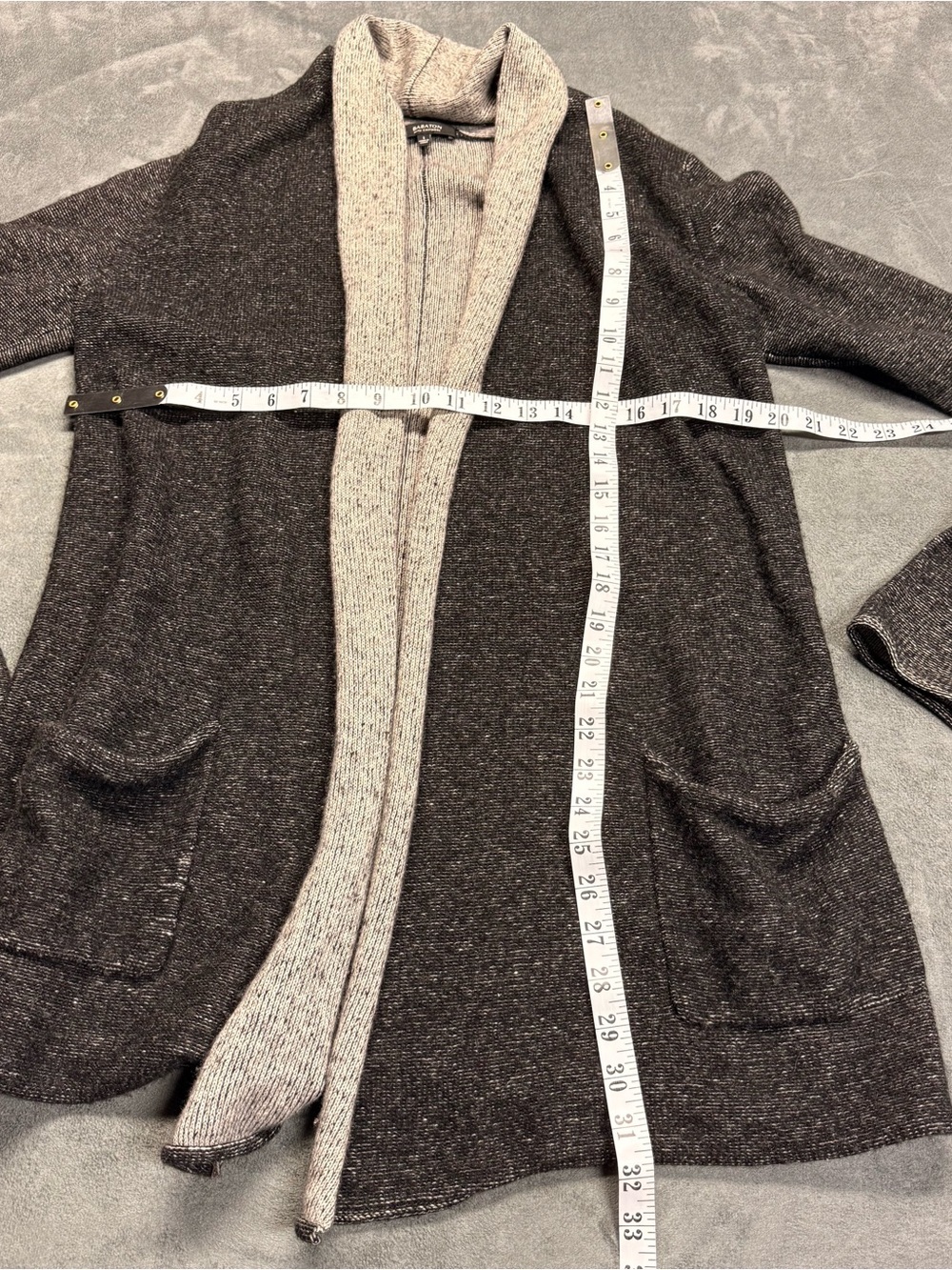 Babaton Two-Tone Gray Open-Front Cardigan - Cashmere Blend - Picture 8 of 8